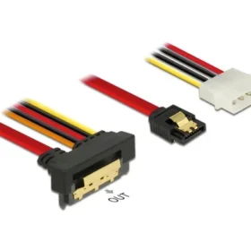 כבל חשמל ונתונים שקע SATA 6 Gb/s 22 pin בזווית 90° לשקע SATA 7 pin + תקע מולקס נ/נ DELOCK | 85231 | 4K