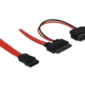 כבל חשמל ונתונים שקע Slim SATA 13 pin לשקע SATA 7 pin + תקע Power SATA ז/נ DELOCK | 84418 | 4K