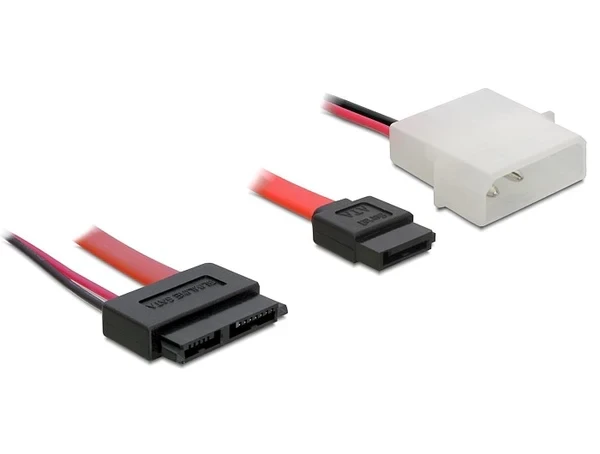כבל חשמל ונתונים שקע Slim SATA 13 pin לשקע SATA 7 pin + תקע מולקס ז/נ DELOCK | 84790 | 4K