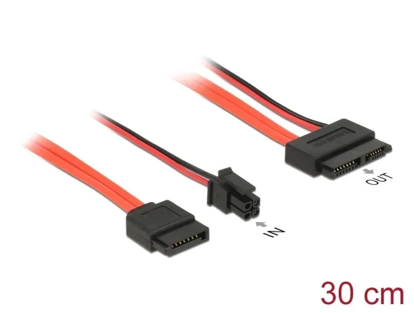 כבל חשמל ונתונים שקע Slim SATA 6 Gb/s 13 pin לשקע SATA 7 pin + תקע Micro Fit 3.0 ז/נ DELOCK | 84848 | 4K