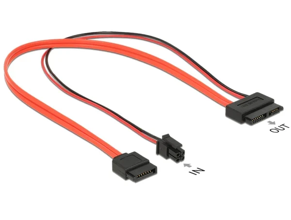 כבל חשמל ונתונים שקע Slim SATA 6 Gb/s 13 pin לשקע SATA 7 pin + תקע Micro Fit 3.0 ז/נ DELOCK | 84848 | 4K