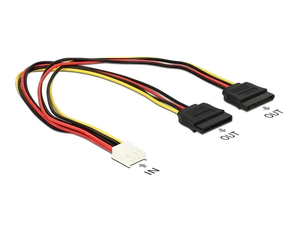 כבל חשמל שקע Floppy ל- 2 SATA 15 pin x נ/נ DELOCK | 84859 | 4K