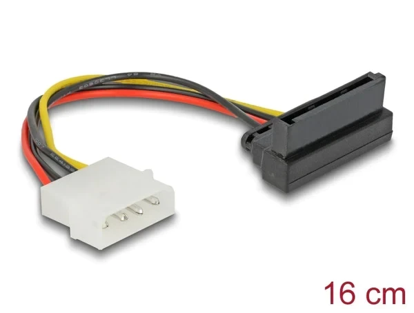 כבל חשמל שקע SATA 15 pin בזווית 90° למעלה לתקע מולקס 4 פין ז/נ DELOCK | 60104 | 4K