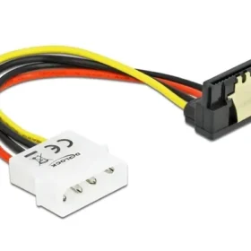 כבל חשמל שקע SATA 15 pin בזווית 90° עם קליפס לתקע מולקס 4 פין ז/נ DELOCK | 60121 | 4K