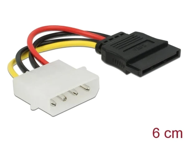 כבל חשמל שקע SATA 15 pin לתקע מולקס 4 פין ז/נ DELOCK | 60112 | 4K