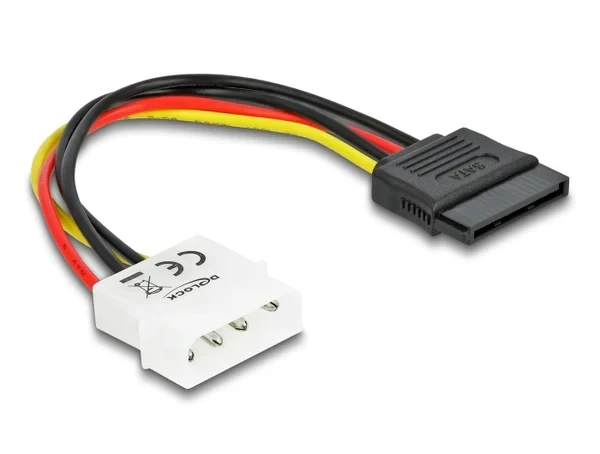 כבל חשמל שקע SATA 15 pin לתקע מולקס 4 פין ז/נ DELOCK | 60112 | 4K