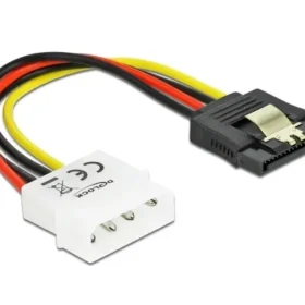 כבל חשמל שקע SATA 15 pin עם קליפס לתקע מולקס 4 פין ז/נ DELOCK | 60120 | 4K