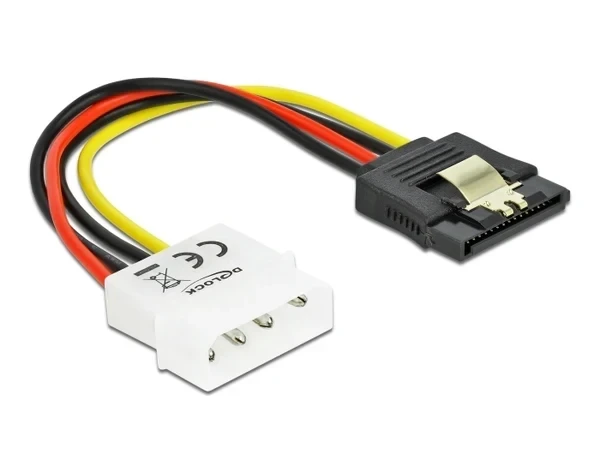 כבל חשמל שקע SATA 15 pin עם קליפס לתקע מולקס 4 פין ז/נ DELOCK | 60120 | 4K
