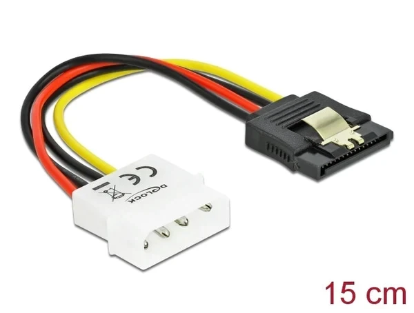 כבל חשמל שקע SATA 15 pin עם קליפס לתקע מולקס 4 פין ז/נ DELOCK | 60120 | 4K