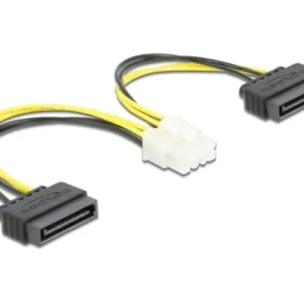 כבל חשמל תקע 8pin EPS ל- 2 SATA x ז/נ DELOCK | 83020 | 4K