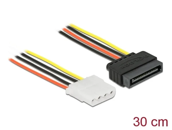 כבל חשמל תקע SATA 15 pin לשקע מולקס 4 פין ז/נ DELOCK | 60139 | 4K
