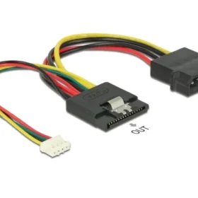 כבל חשמל תקע מולקס 4 פין לשקע SATA 15 pin + שקע 4 פין נ/נ DELOCK | 85673 | 4K