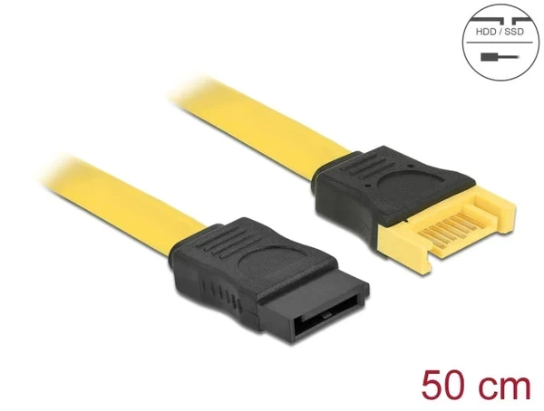 כבל מאריך נתונים SATA 6 Gb/s 7 pin ז/נ צבע צהוב ז/נ DELOCK | 82854 | 4K