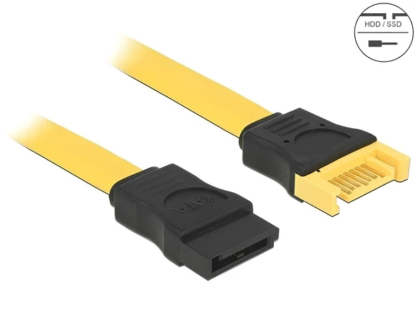 כבל מאריך נתונים SATA 6 Gb/s 7 pin ז/נ צבע צהוב ז/נ DELOCK | 82855 | 4K