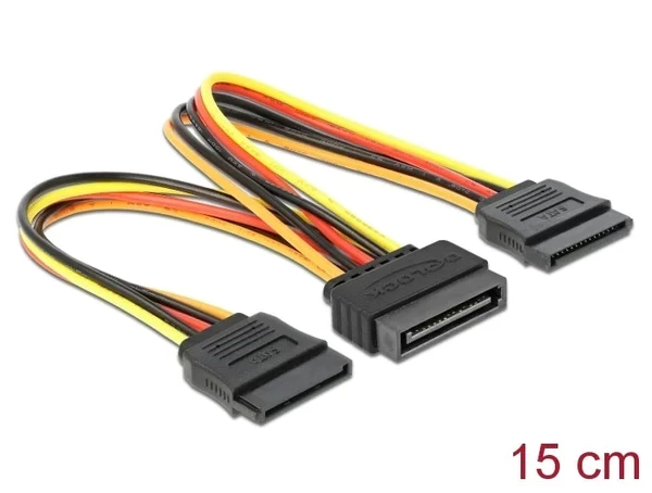 כבל מפצל חשמל תקע SATA 15 pin ל- 2 SATA x נקבה גרסה 5 גידים נ/נ DELOCK | 60143 | 4K