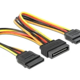 כבל מפצל חשמל תקע SATA 15 pin ל- 2 SATA x נקבה גרסה 5 גידים נ/נ DELOCK | 60143 | 4K