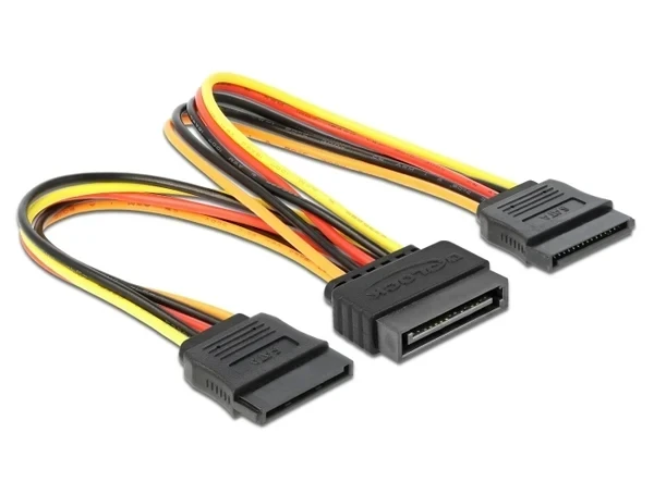 כבל מפצל חשמל תקע SATA 15 pin ל- 2 SATA x נקבה גרסה 5 גידים נ/נ DELOCK | 60143 | 4K