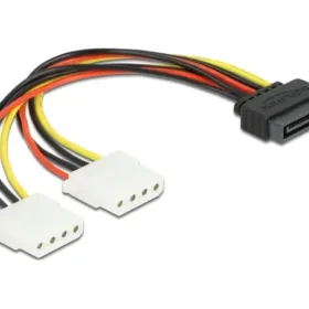 כבל מפצל חשמל תקע SATA 15 pin ל- 2 x מולקס 4 פין נ/נ DELOCK | 65159 | 4K