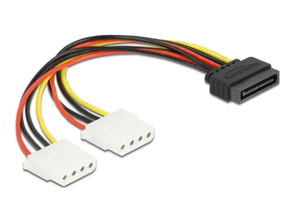 כבל מפצל חשמל תקע SATA 15 pin ל- 2 x מולקס 4 פין נ/נ DELOCK | 65159 | 4K