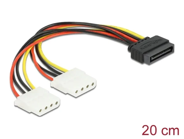 כבל מפצל חשמל תקע SATA 15 pin ל- 2 x מולקס 4 פין נ/נ DELOCK | 65159 | 4K