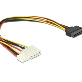 כבל מפצל חשמל תקע SATA 15 pin לשקע מולקס 4 פין + שקע floppy נ/נ DELOCK | 65227 | 4K