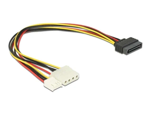 כבל מפצל חשמל תקע SATA 15 pin לשקע מולקס 4 פין + שקע floppy נ/נ DELOCK | 65227 | 4K