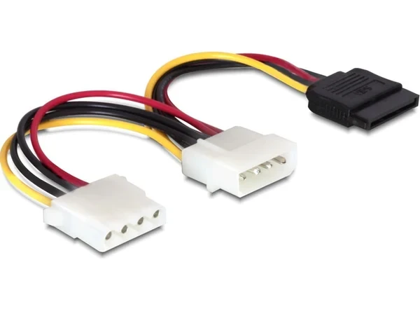 כבל מפצל חשמל תקע מולקס 4 פין ל- 2 SATA 15 pin x נ/נ DELOCK | 60103 | 4K