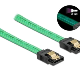כבל נתונים SATA 6 Gb/s 7 pin זוהר UV צבע ירוק נ/נ DELOCK | 82017 | 4K