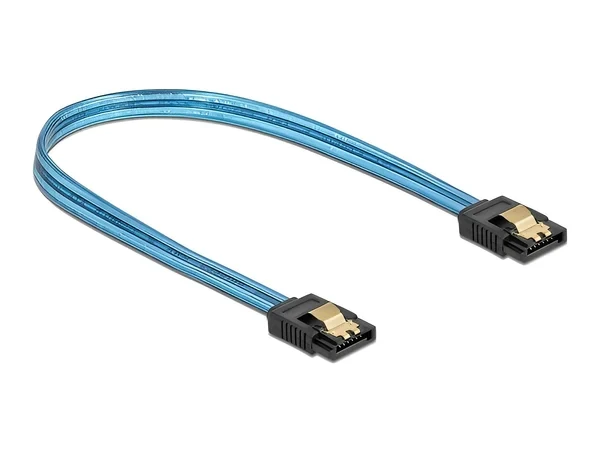 כבל נתונים SATA 6 Gb/s 7 pin זוהר UV צבע כחול נ/נ DELOCK | 82133 | 4K