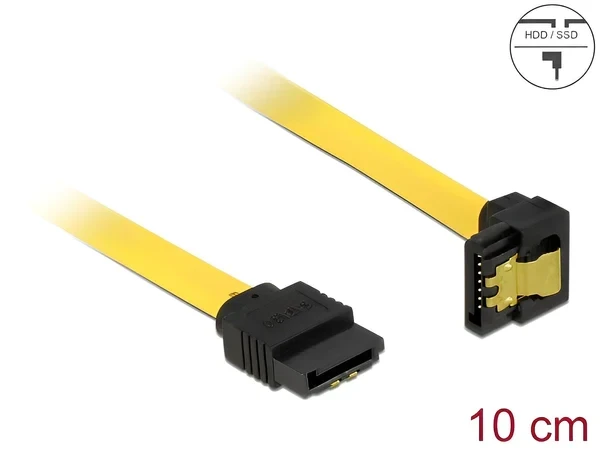 כבל נתונים SATA 6 Gb/s 7 pin צד אחד בזווית 90° למטה צבע צהוב נ/נ DELOCK | 82798 | 4K