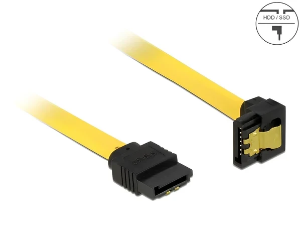 כבל נתונים SATA 6 Gb/s 7 pin צד אחד בזווית 90° למטה צבע צהוב נ/נ DELOCK | 82806 | 4K
