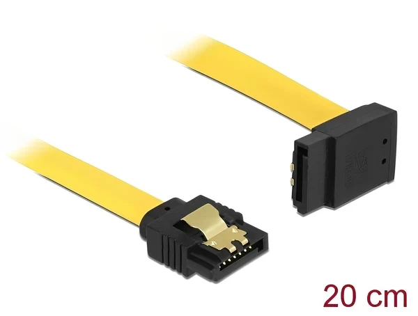 כבל נתונים SATA 6 Gb/s 7 pin צד אחד בזווית 90° למעלה צבע צהוב נ/נ DELOCK | 82799 | 4K