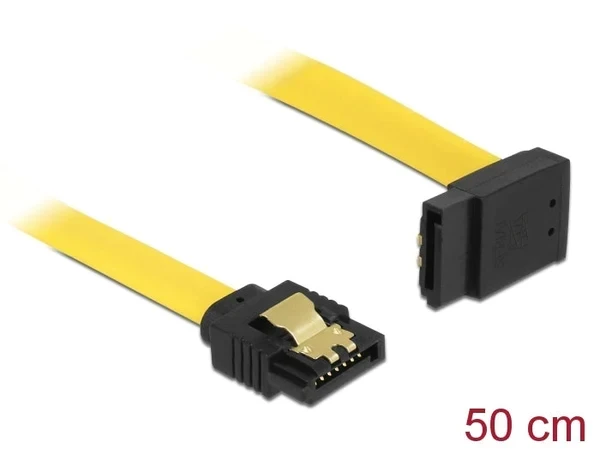 כבל נתונים SATA 6 Gb/s 7 pin צד אחד בזווית 90° למעלה צבע צהוב נ/נ DELOCK | 82810 | 4K