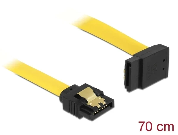 כבל נתונים SATA 6 Gb/s 7 pin צד אחד בזווית 90° למעלה צבע צהוב נ/נ DELOCK | 82812 | 4K