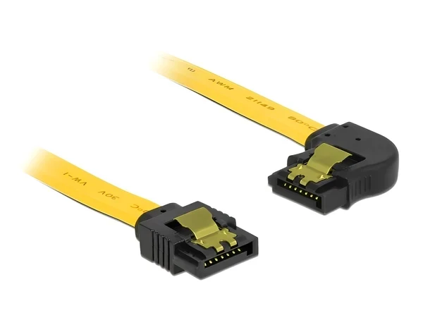 כבל נתונים SATA 6 Gb/s 7 pin צד אחד בזווית 90° שמאלה צבע צהוב נ/נ DELOCK | 83957 | 4K