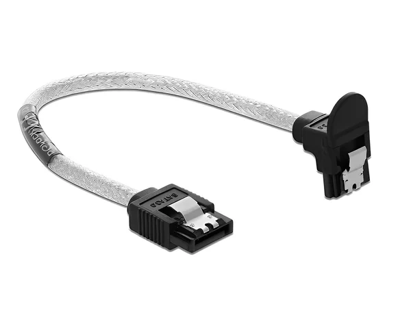 כבל נתונים SATA 6 Gb/s 7 pin שקוף צד אחד בזווית 90° למטה נ/נ DELOCK | 85346 | 4K