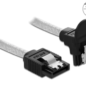 כבל נתונים SATA 6 Gb/s 7 pin שקוף צד אחד בזווית 90° למטה נ/נ DELOCK | 85347 | 4K