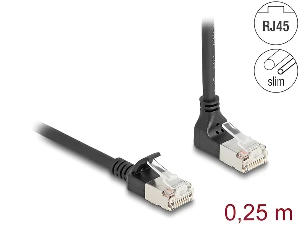 כבל רשת Cat 6A Slim זווית DAWN בשני הצדדים ז/ז DELOCK | 80285