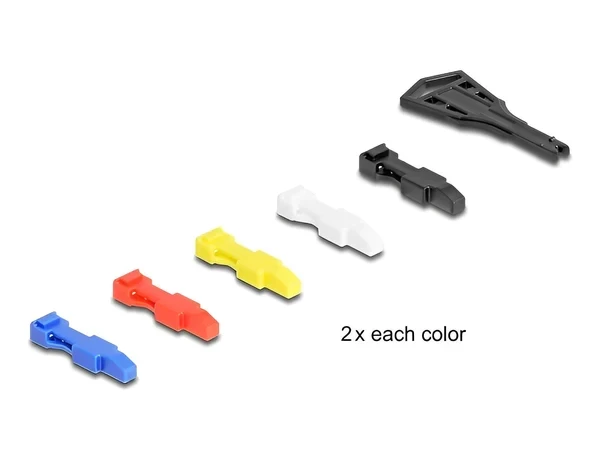 כבל רשת מאובטח RJ45 Cat.6A S/FTP עם 10 קליפסים צבעונים ז/ז DELOCK | 80256