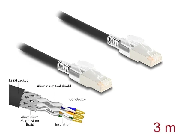 כבל רשת מאובטח RJ45 Cat.6A S/FTP עם 10 קליפסים צבעונים ז/ז DELOCK | 80257