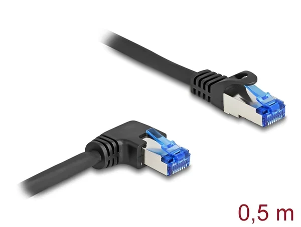 כבל רשת מסוכך Cat 6A צד אחד בזווית ימין ז/ז DELOCK | 80221