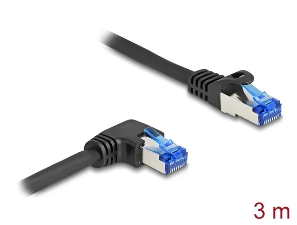 כבל רשת מסוכך Cat 6A צד אחד בזווית ימין ז/ז DELOCK | 80224