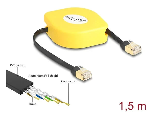 כבל רשת מסוכך נמתח RJ45 Cat.6A STP ז/ז DELOCK | 80239