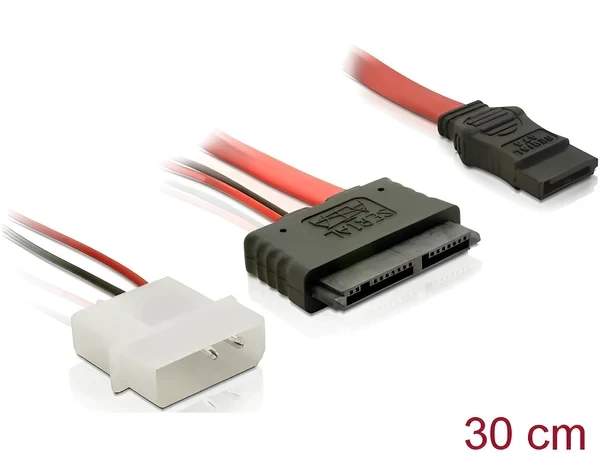 כבלים חשמל ונתונים תקע Micro SATA לשקע SATA 7 pin + תקע מולקס 2 פין 5V ז/נ DELOCK | 84384 | 4K