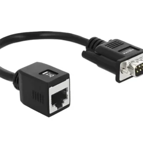 מרחיק Serial RS-232/422/485 על כבל רשת עד 300 מטר תקע DB9 לשקע RJ45 ז/נ DELOCK | 63999 | 4K