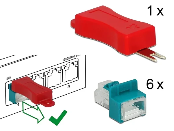 חוסם שקע רשת RJ45 סט 6 יחידות DELOCK | 86425