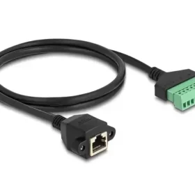 טרמינל בלוק בחיבור הברגה על כבל לשקע רשת RJ45 Cat.6A עם חיבור לפאנל ז/ז DELOCK | 66055