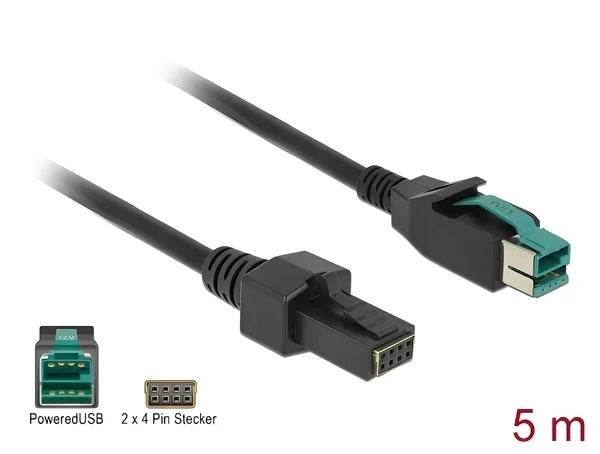 כבל USB עבור מדפסות קופה ומסופים תקע PoweredUSB 12V לתקע 2x4 פין ז/ז DELOCK | 85486