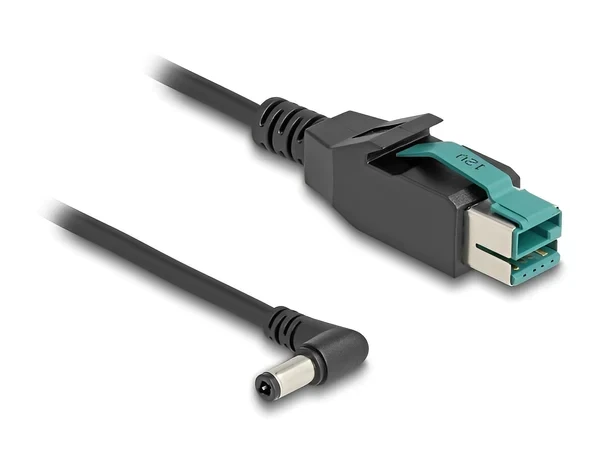 כבל USB עבור מדפסות קופה ומסופים תקע PoweredUSB 12V לתקע DC 5.5x2.5 בזווית 90° ז/ז DELOCK | 80609