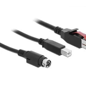 כבל USB עבור מדפסות קופה ומסופים תקע PoweredUSB 24V לתקע USB Type-B + Hosiden Mini-DIN 3 pin ז/נ DELOCK | 85487